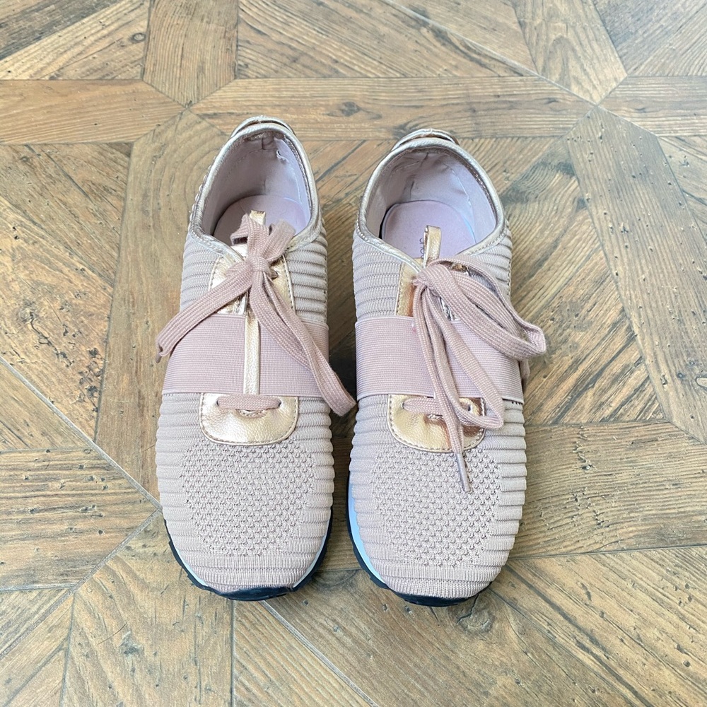 Gold tennis shoes